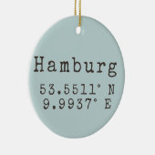 Hamburg Duitsland Latitude Longitude Keramisch Ornament (Rechts)