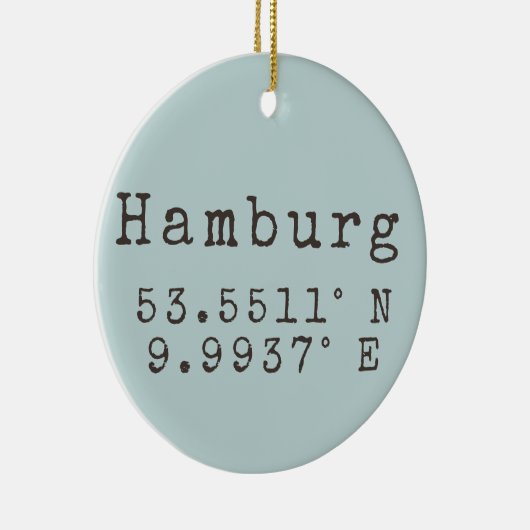 Hamburg Duitsland Latitude Longitude Keramisch Ornament (Rechts)