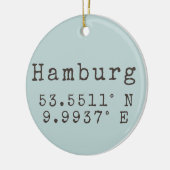 Hamburg Duitsland Latitude Longitude Keramisch Ornament (Links)