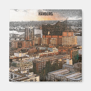 Hamburg Duitsland Panorama Uitzicht Magneet