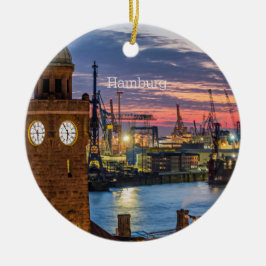 Hamburg, Duitsland panoramisch uitzicht bij scheme Keramisch Ornament