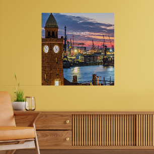 Hamburg, Duitsland panoramisch uitzicht bij scheme Poster