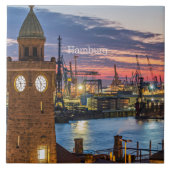 Hamburg, Duitsland panoramisch uitzicht bij scheme Tegeltje (Voorkant)