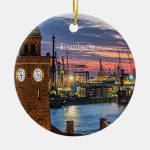 Hamburg, Duitsland panoramisch uitzicht op twiligh Keramisch Ornament