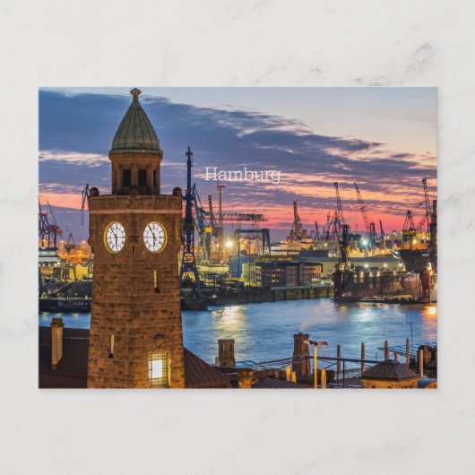 Hamburg, Duitsland panoramisch zicht bij schemerin Briefkaart (Voorkant)