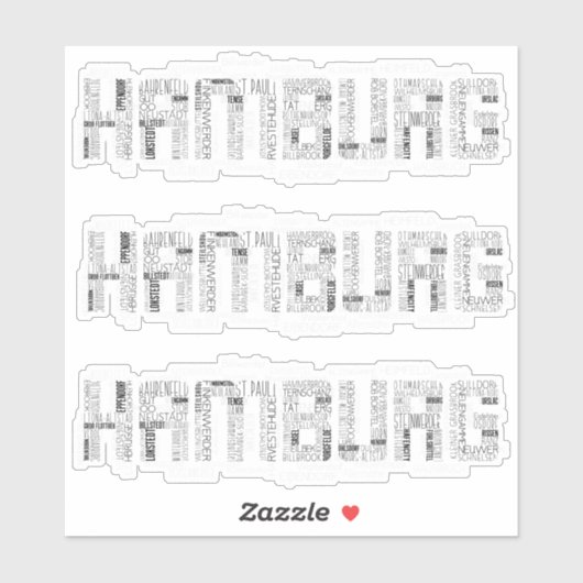 Hamburg Duitsland Quarters Word Art Typografie Sticker (Vel)