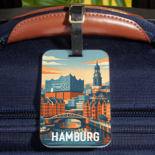 Hamburg Duitsland Reizen Minimalistische Haven Bagagelabel