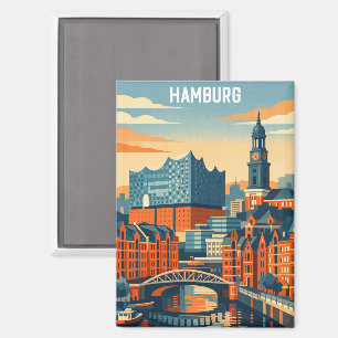 Hamburg Duitsland Reizen Minimalistische Haven Magneet