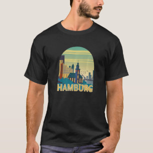 Hamburg Duitsland Silhouet Skyline Omtrek Schets T-shirt