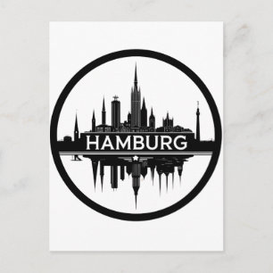 Hamburg Duitsland Silhouet – Vintage Cirkel Stadsg Briefkaart