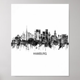 Hamburg Duitsland Skyline BW Poster
