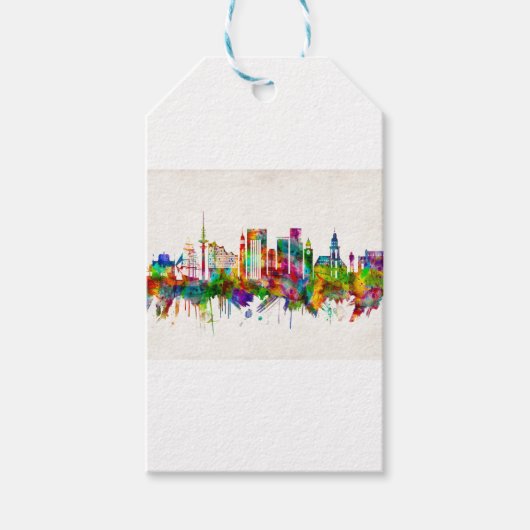 Hamburg Duitsland Skyline Cadeaulabel (Voorkant)