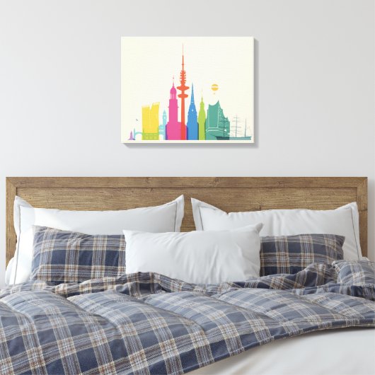 Hamburg Duitsland Skyline Canvas Afdruk (Insitu (Slaapkamer))