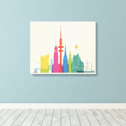 Hamburg Duitsland Skyline Canvas Afdruk (Insitu (Houten vloer))