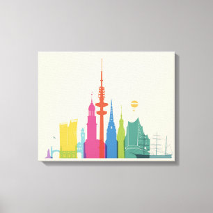 Hamburg Duitsland Skyline Canvas Afdruk