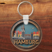 Hamburg Duitsland Skyline –  Circle Cityscape Sleutelhanger (Voorkant)