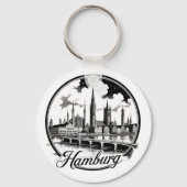 Hamburg Duitsland Skyline –  Circle Cityscape Sleutelhanger (Voorkant)