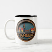 Hamburg Duitsland Skyline –  Circle Cityscape Tweekleurige Koffiemok (Links)