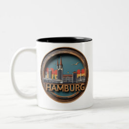 Hamburg Duitsland Skyline –  Circle Cityscape Tweekleurige Koffiemok