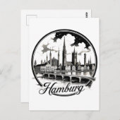 Hamburg Duitsland Skyline –  Circle Sticker Briefkaart (Voorkant / Achterkant)