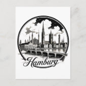 Hamburg Duitsland Skyline –  Circle Sticker Briefkaart (Voorkant)