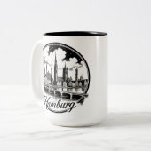 Hamburg Duitsland Skyline –  Circle Tweekleurige Koffiemok (Voorkant links)
