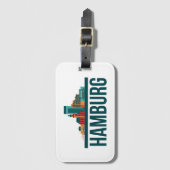 Hamburg Duitsland Skyline Cityscape Bagagelabel (Voorkant (verticaal))