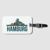 Hamburg Duitsland Skyline Cityscape Bagagelabel (Voorkant (horizontaal))