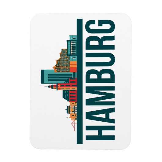 Hamburg Duitsland Skyline foto magneet (Verticaal)
