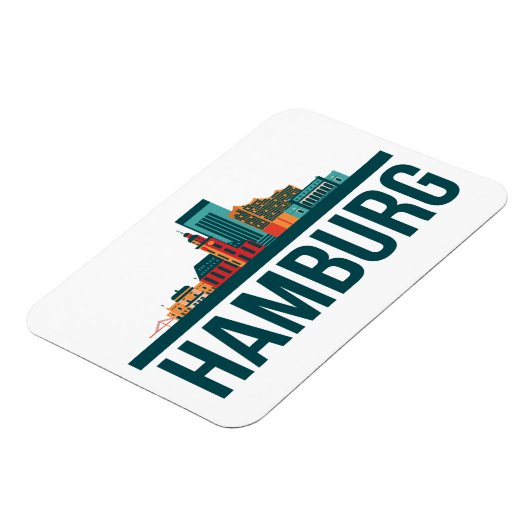 Hamburg Duitsland Skyline foto magneet (Linkerzijde)