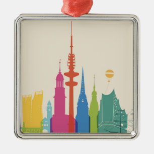Hamburg Duitsland Skyline Metalen Ornament