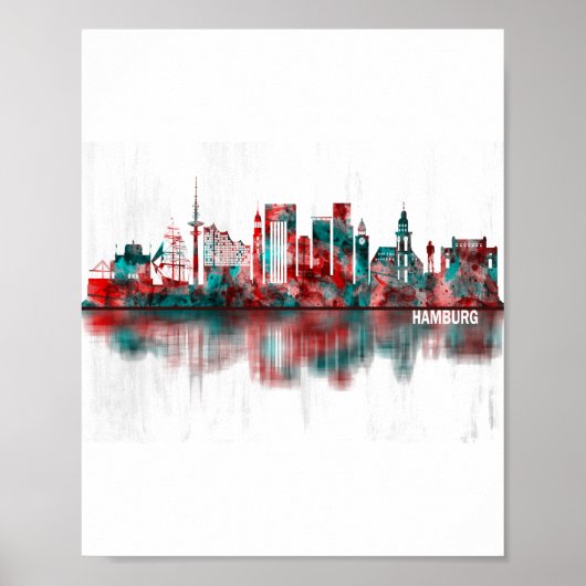 Hamburg Duitsland Skyline Poster (Voorkant)