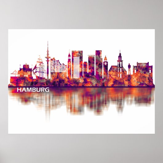Hamburg Duitsland Skyline Poster (Voorkant)