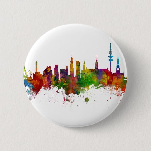 Hamburg Duitsland Skyline Ronde Button 5,7 Cm (Voorkant)