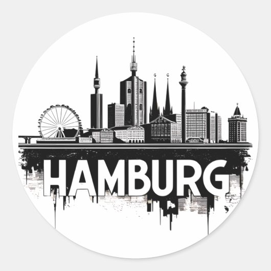 Hamburg Duitsland Skyline-stadsgezicht stedelijke  Ronde Sticker (Voorkant)