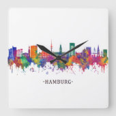 Hamburg Duitsland Skyline Vierkante Klok (Voorkant)