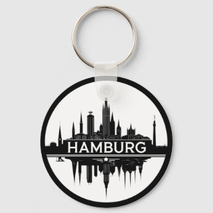 Hamburg Duitsland Skyline – Vintage Cirkel Stadsge Sleutelhanger