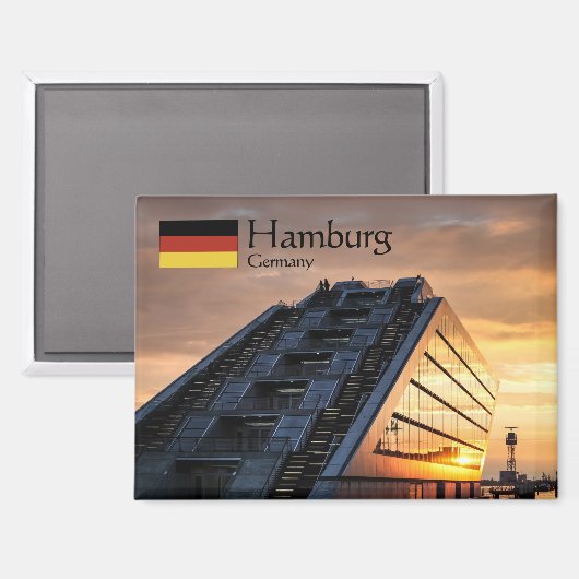 Hamburg Duitsland Souvenir Magneet (Voorkant / Achterkant)
