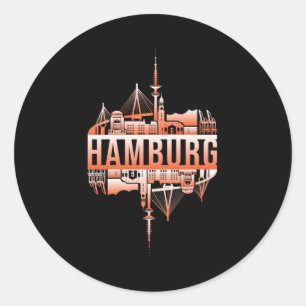 Hamburg Duitsland Stadsgezicht Grappig cadeau idee Ronde Sticker
