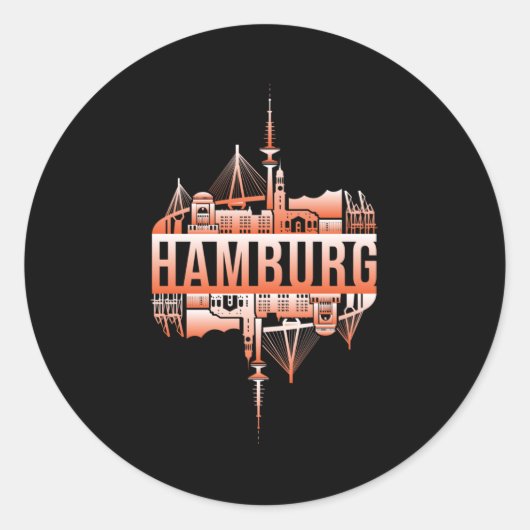 Hamburg Duitsland Stadsgezicht Grappig cadeau idee Ronde Sticker (Voorkant)
