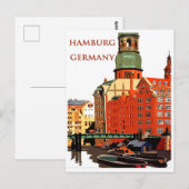 Hamburg, Duitsland, stadshaven en huizen Briefkaart (Voorkant / Achterkant)