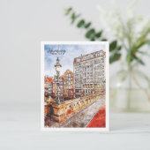 Hamburg Duitsland Travel Place Waterverf Briefkaart (Staand voorkant)