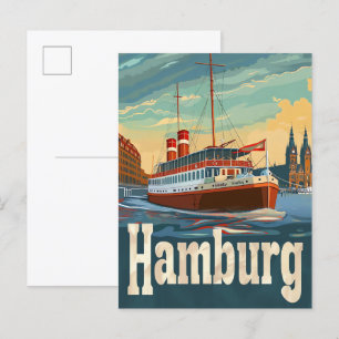 Hamburg Duitsland Vintage Retro Reizen Illustratie Briefkaart