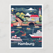 Hamburg Duitsland Vintage Travel Illustration Briefkaart (Voorkant)