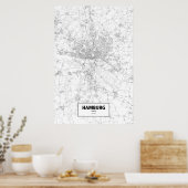 Hamburg, Duitsland (zwart op wit) Poster (Keuken)