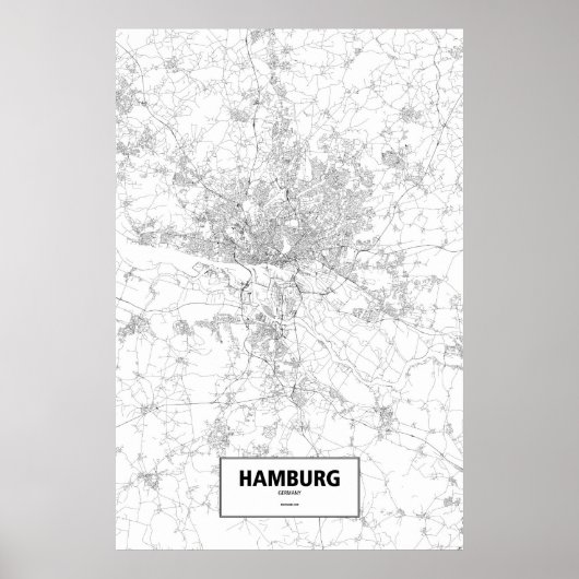 Hamburg, Duitsland (zwart op wit) Poster (Voorkant)