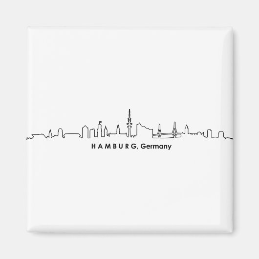 HAMBURG Elbe Germany City Skyline Silhouette Magneet (Voorkant)
