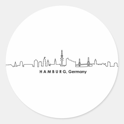 HAMBURG Elbe Germany City Skyline Silhouette Ronde Sticker (Voorkant)