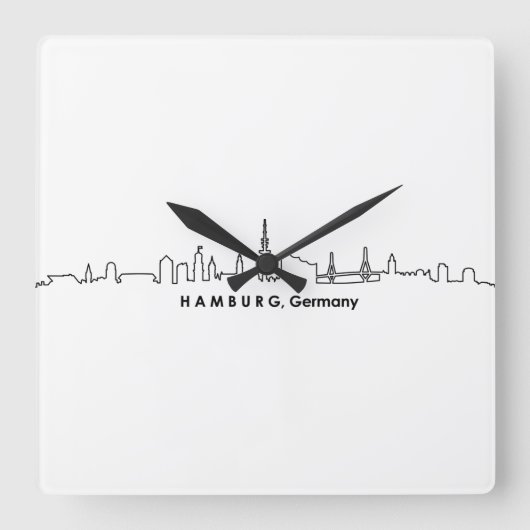 HAMBURG Elbe Germany City Skyline Silhouette Vierkante Klok (Voorkant)
