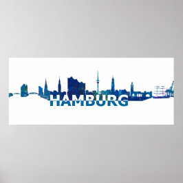 Hamburg Germany Skyline Silhouette Poster